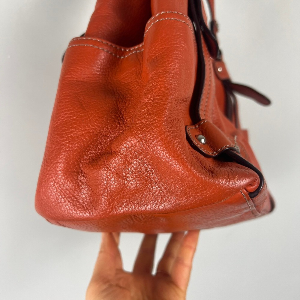 Tignanello Burnt Orange Pebbled Leather Shoulder Bag Y2k 90s Boho Dopamine Retro - Picture 9 of 15